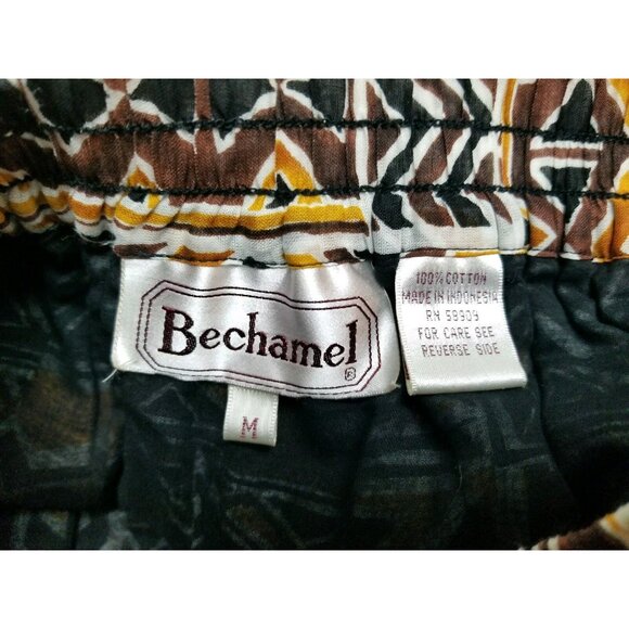 Bechamel Pleated Modest Hippie Long Skirt Stretch Waist Size Med Ethnic Print - Picture 5 of 5